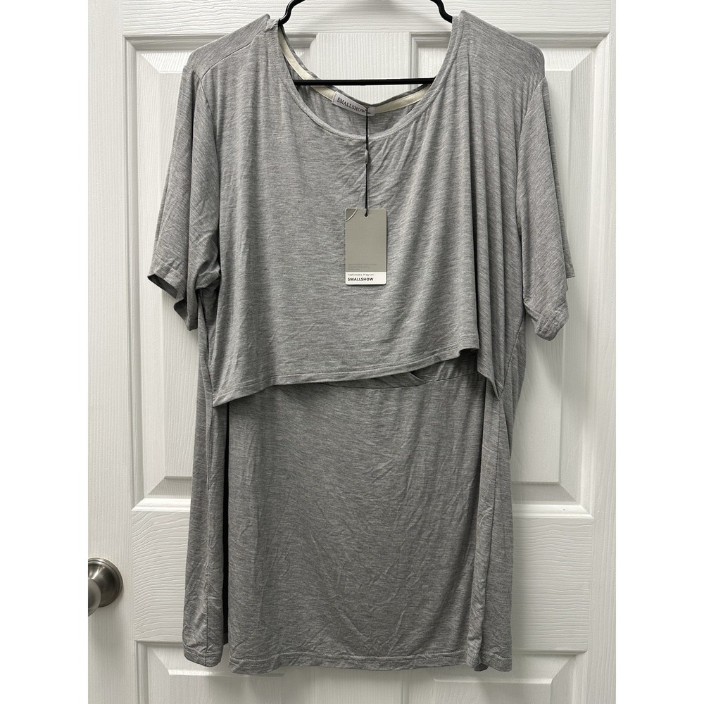 Smallshow Nursing Top XXL Short Sleeve Gray